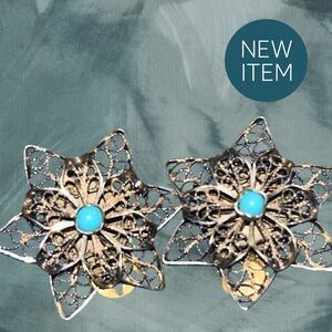 Israel’s Founding Era Antique Filigree Star of David Clip On Earrings